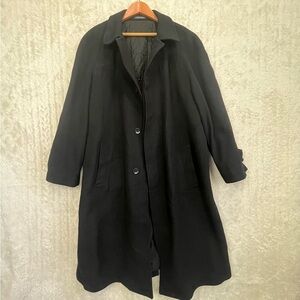 Nautica Men's Black Wool Cashmere Long Dress Coat Sz 46R Sport Classic Career